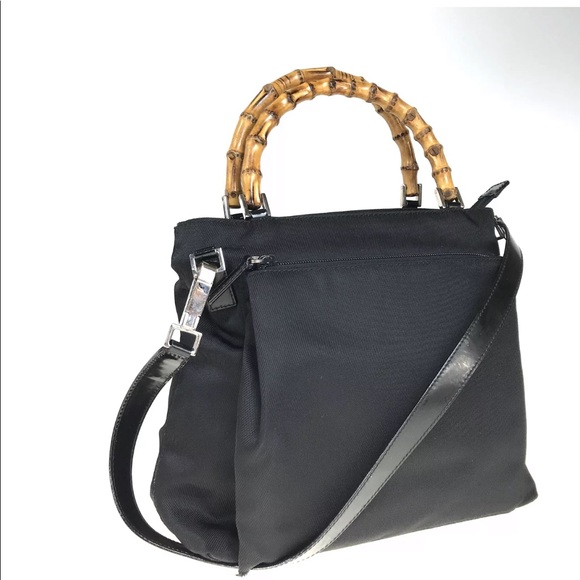 Gucci Handbags - GUCCI nylon handbag bamboo handle 002-2122